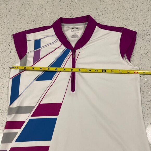 ADIDAS Climacool Stretch Women's Golf Polo Shirt Size Small Purple Blue White - Picture 7 of 15